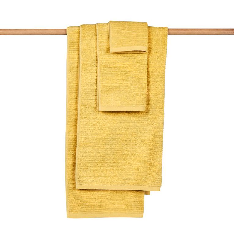 Living & Co Ribbed Face Towel Yellow 30cm x 30cm, , hi-res