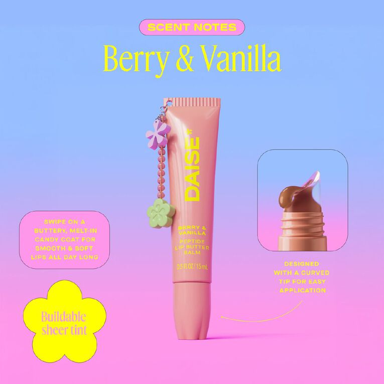 Daise Peptide Lip Butter Balm Berry & Vanilla 15ml, , hi-res