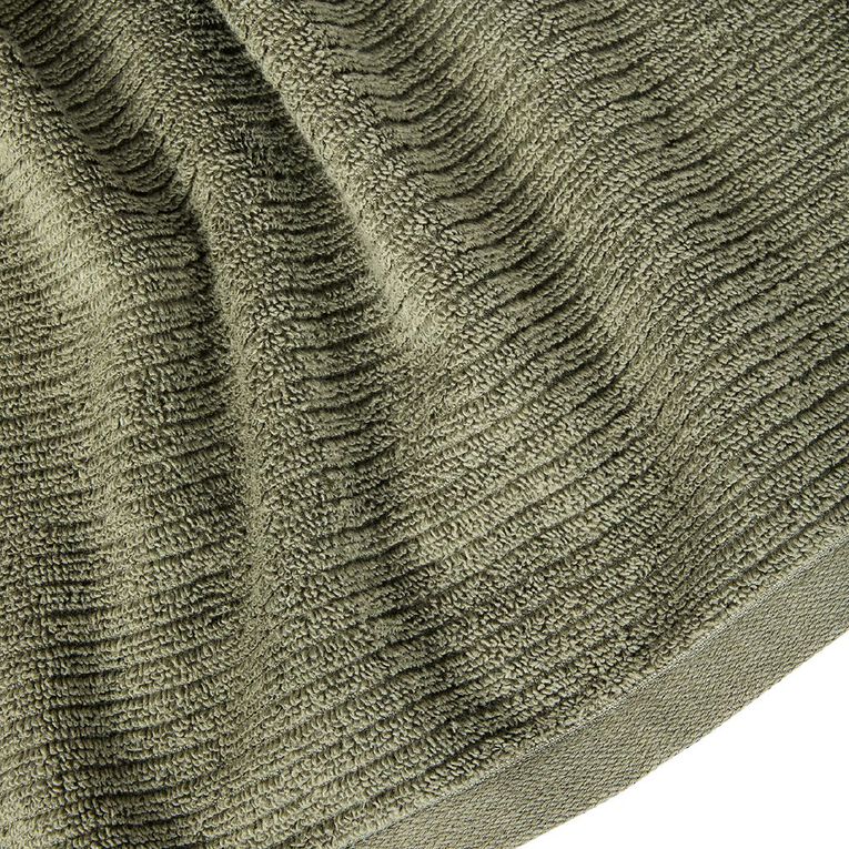 Living & Co Ribbed Bath Towel Green Mid 68cm x 137cm, , hi-res
