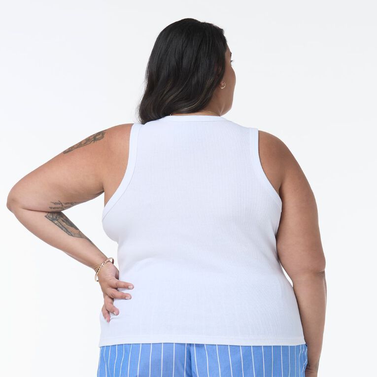 H&H Plus Women's Curve Rib Tank, White, hi-res