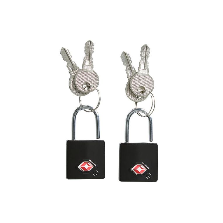 Living & Co TSA Luggage Lock with Key 2 Pack Black, , hi-res