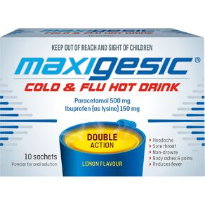 Maxigesic Cold & Flu Lemon Hot Drink Sachets Limit of 2 per Customer 10s