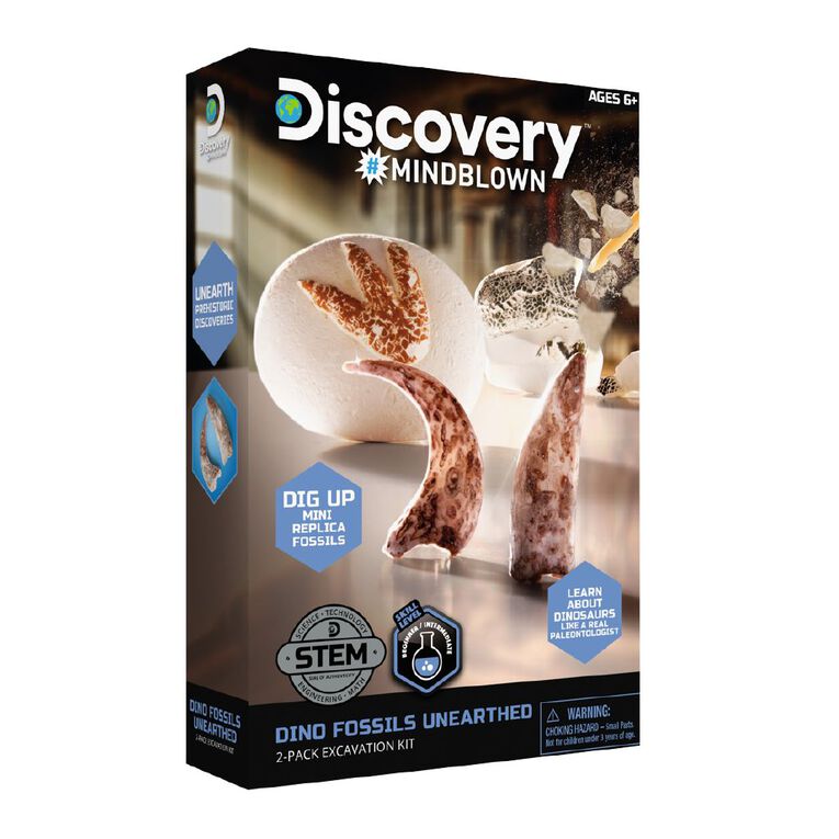 Discovery Kids Mindblown Excavation Kit Mini Unearthed Dino Fossils, , hi-res