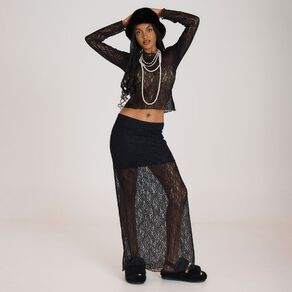 BRDRLESS Lexi Lace Long Sleeve Top