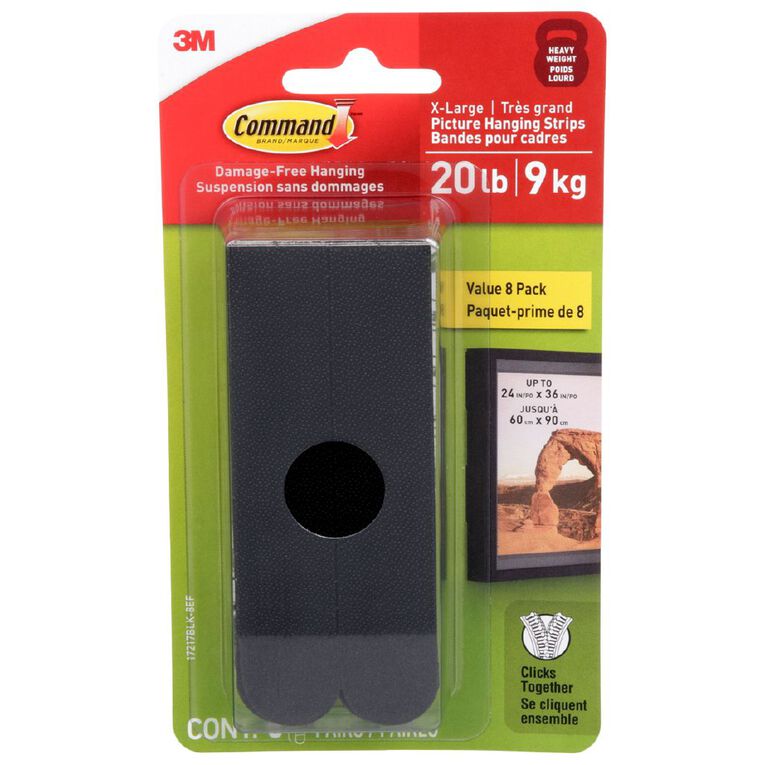 Command Picture Hanging Strips X-Large Black, , hi-res