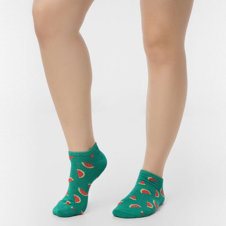 H&H Women's Liner Jacquard Socks 5 Pack, Green, hi-res