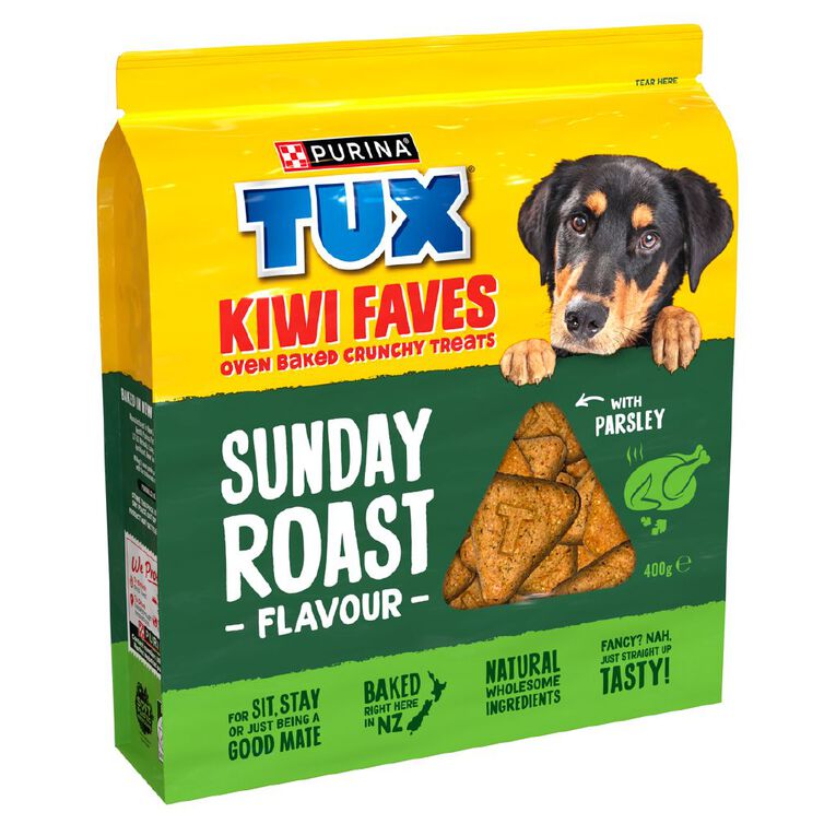 TUX Kiwi Faves Baked Sunday Roast Flavour Dog Treats 400g, , hi-res