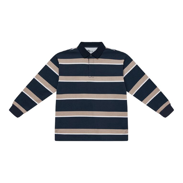 Young Original Long Sleeve Polo, Blue Dark, hi-res