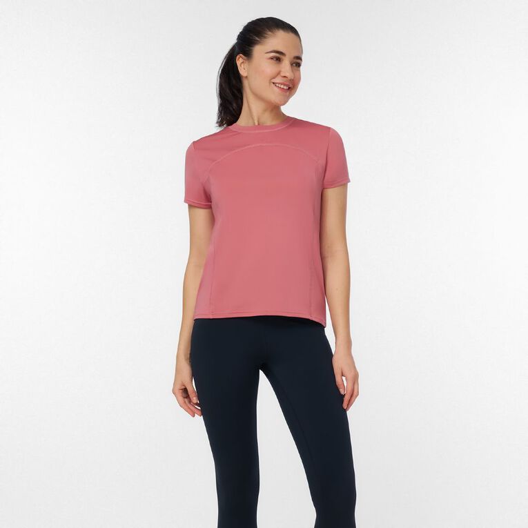 Active Intent Women's Short Sleeve Panel Tee, Red Mid, hi-res