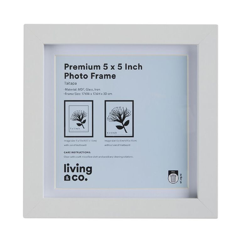 Living & Co Premium Photo Frame 5in x 5in White, , hi-res