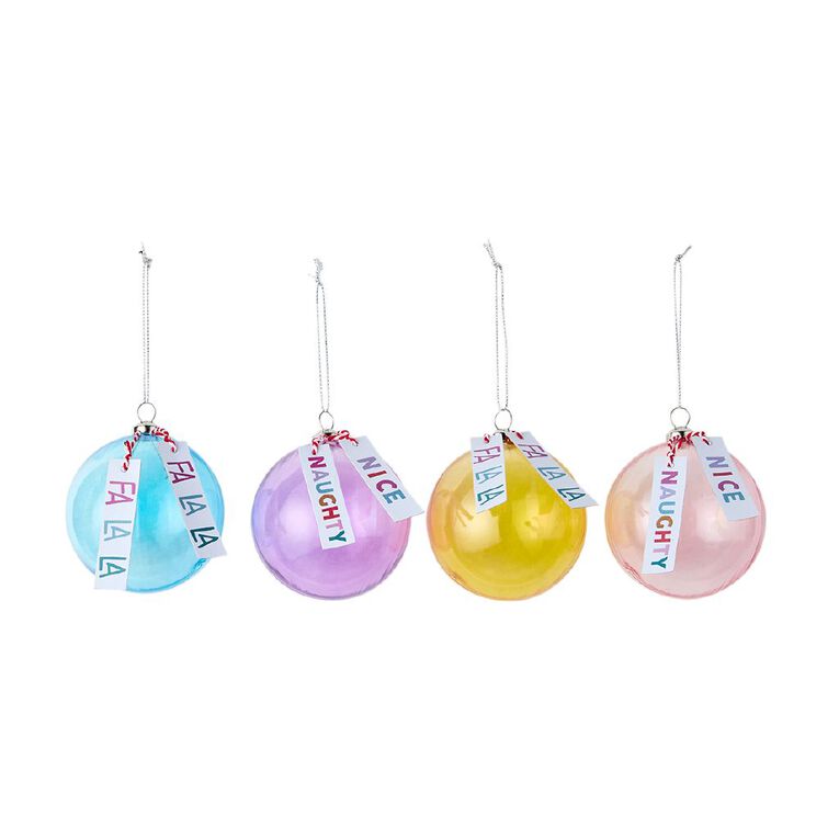 Wonderland Fun Festive Bright Christmas Tree Decorations Assorted 4 Pack, , hi-res