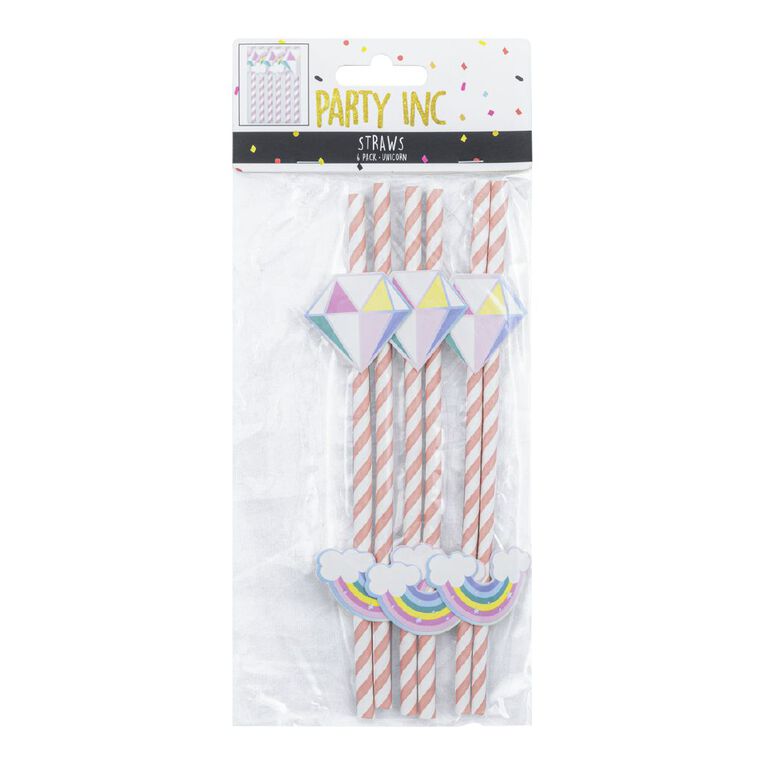 Party Inc Unicorn Straw 6 Pack, , hi-res