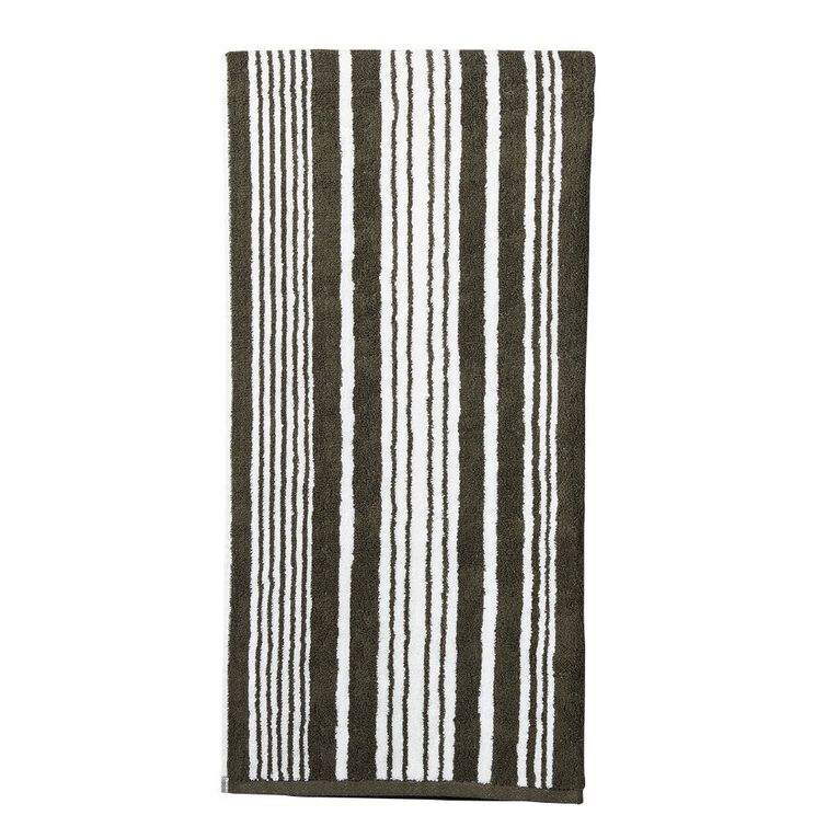 Living & Co Striped Bath Towel Green Dark 68cm x 137cm, , hi-res