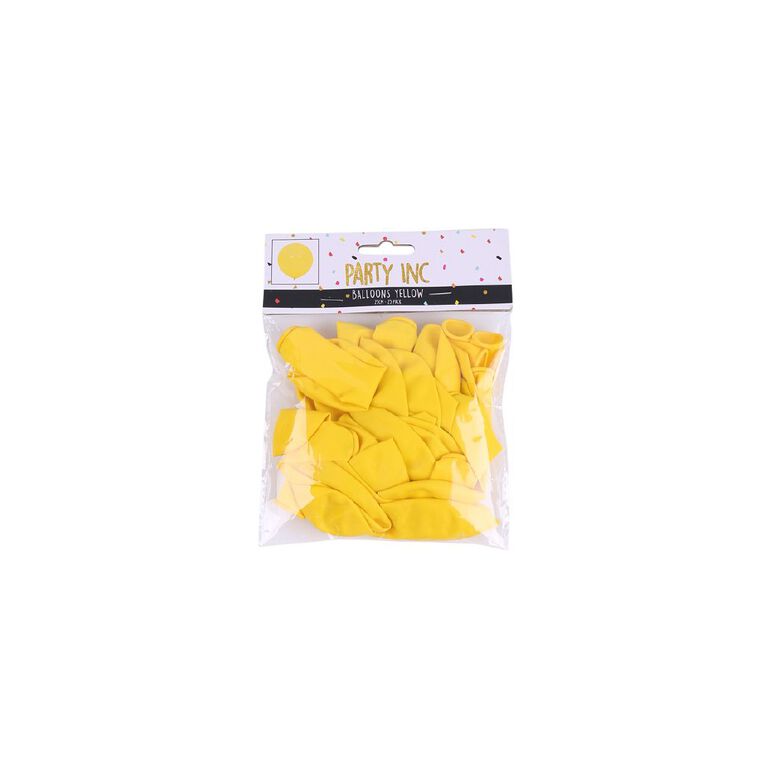 Party Inc Balloons 25cm Yellow 25 Pack, , hi-res