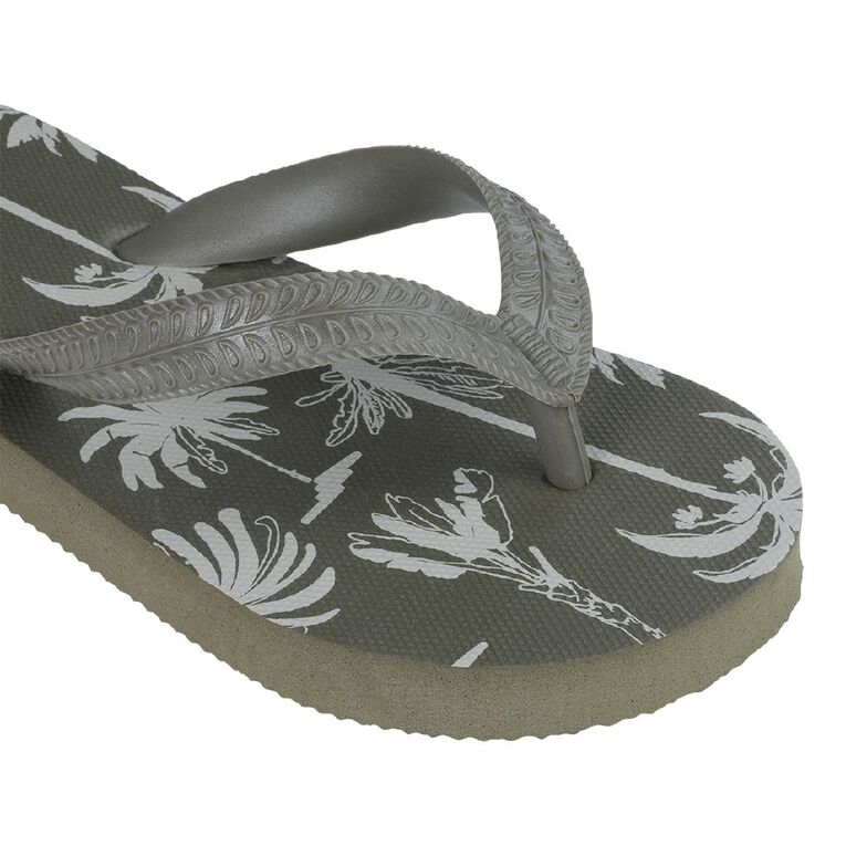 Young Original Senior Kids' Printed Jandals, Green Dark, hi-res