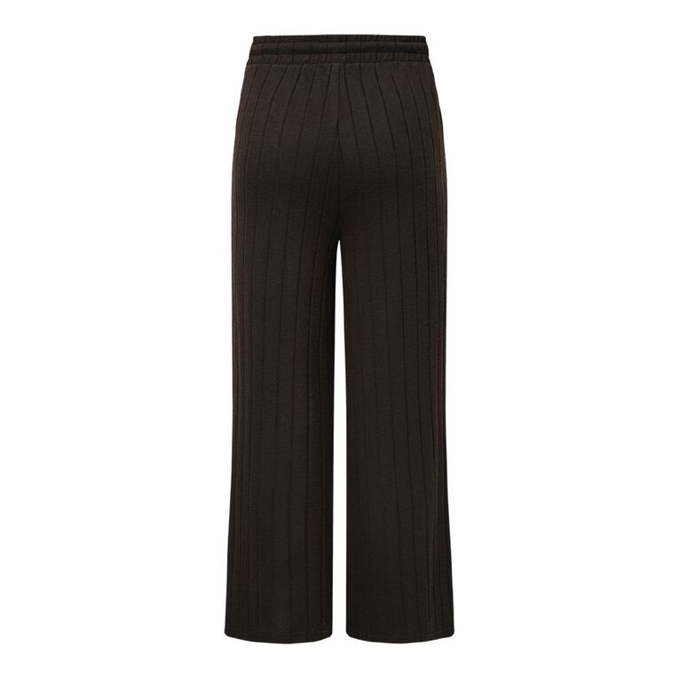 H&H Women's Wide Leg Ribbed Pants, Brown Dark, hi-res