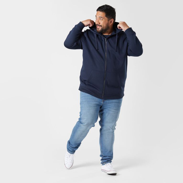 H&H Men's Zip-Thru Hooded Sweatshirt, Blue Dark, hi-res