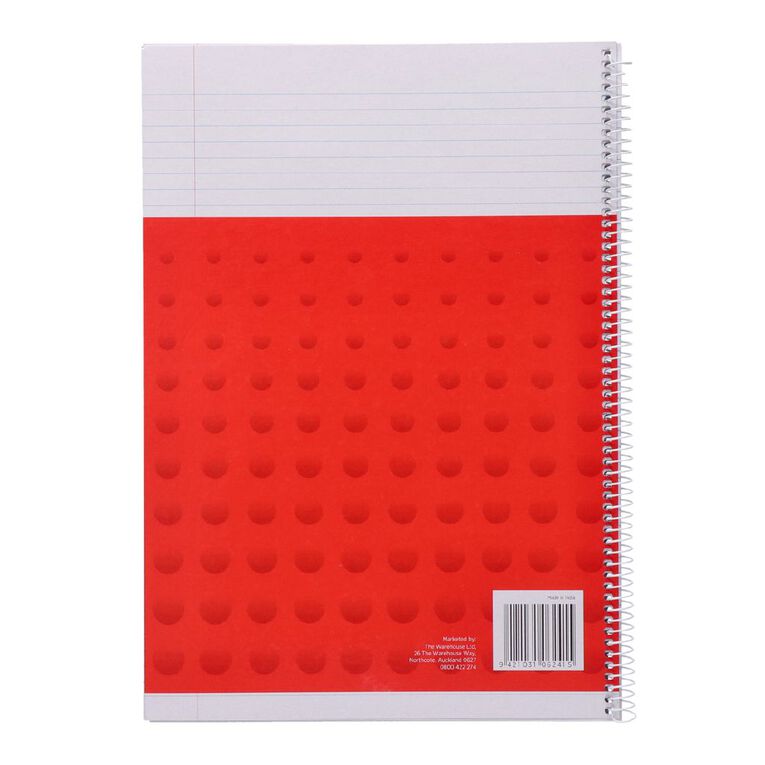 WS Exercise Book 8B8 7mm Ruled Spiral 50 Leaf Wiro Red, , hi-res