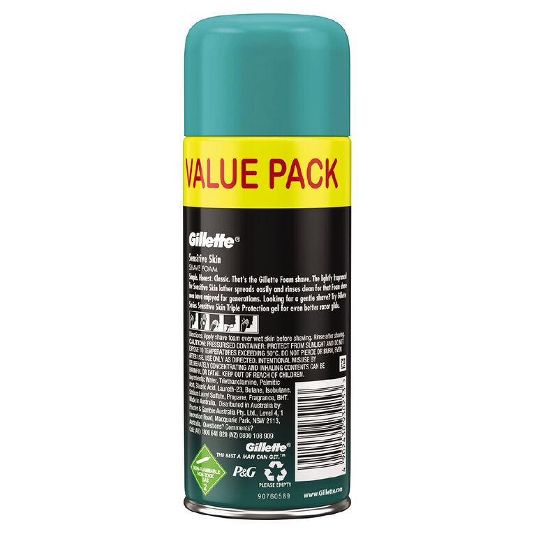 Gillette Shaving Foam Sensitive Skin 333g, , hi-res