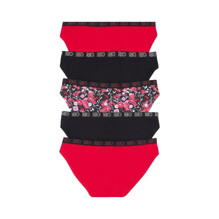 Rio Women's Bikini Briefs 5 Pack, Red, hi-res