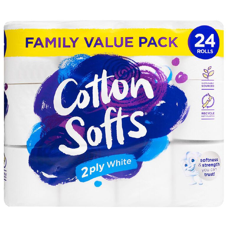 Cotton Softs Softly 2 Ply 24 Pack, , hi-res