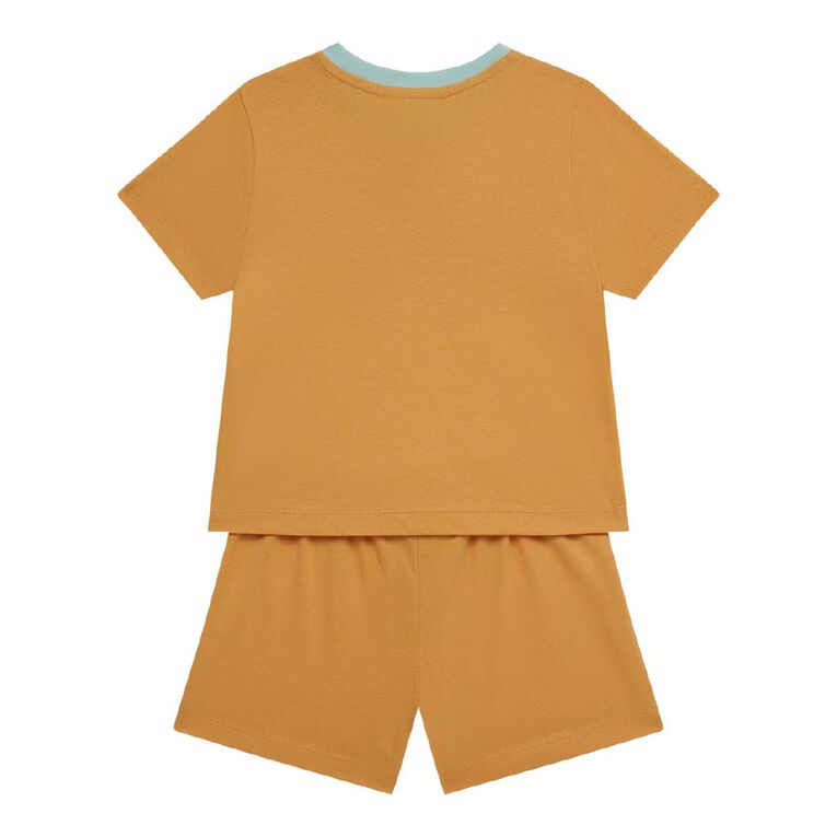 H&H Boys' Tee and Short Knit Pyjama Set, Orange Light, hi-res