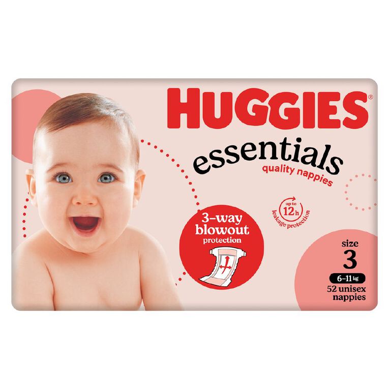 Huggies Essential Nappy Size 3 6-11kg 52 Pack, , hi-res