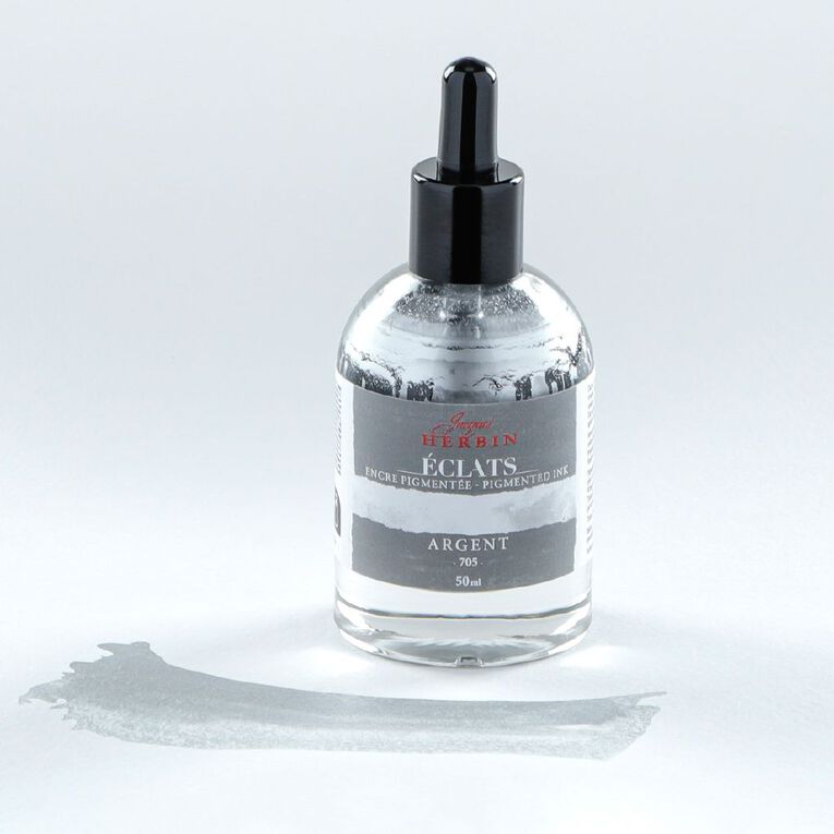 Jacques Herbin Eclats Pigmented Ink Silver 50ml, , hi-res