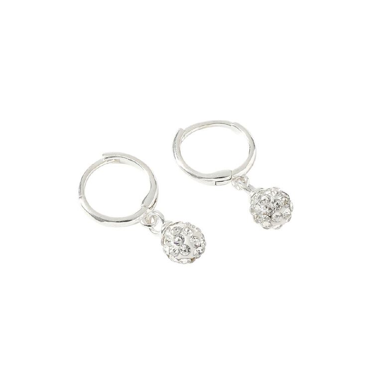 Sterling Silver Crystal Ball Endless Sleeper Earrings, , hi-res