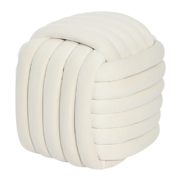 Living & Co Hugo Knot Ottoman Cream, , hi-res