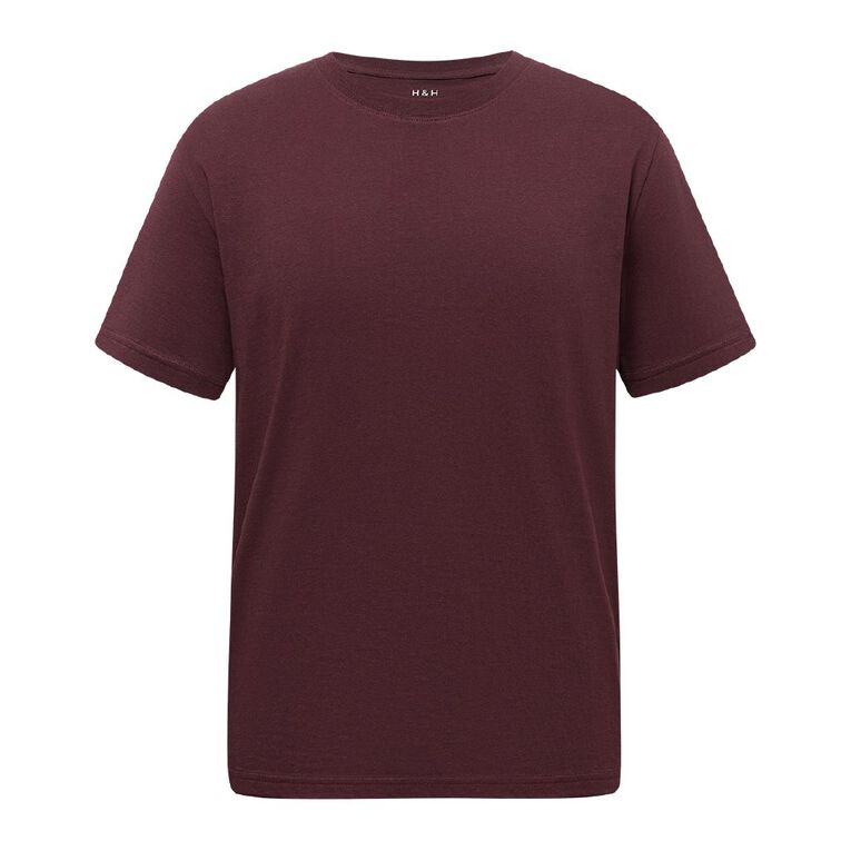 H&H Men's Regular Fit Crew Neck Tee, Red Dark, hi-res