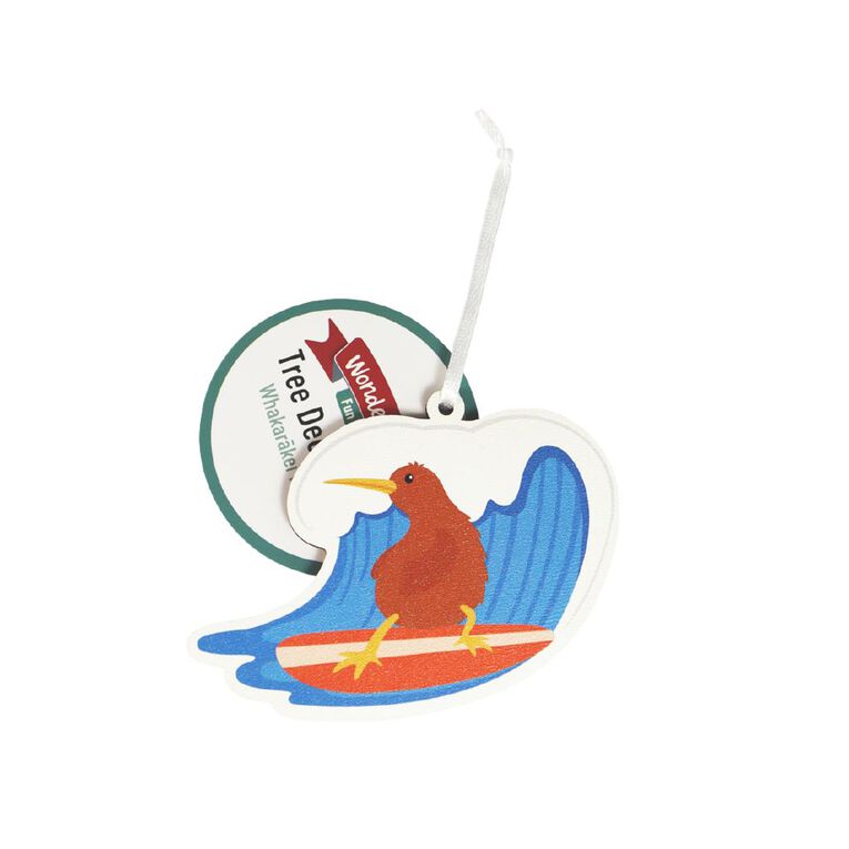 Wonderland Fun Festive Surfing Kiwi Christmas Tree Decoration, , hi-res