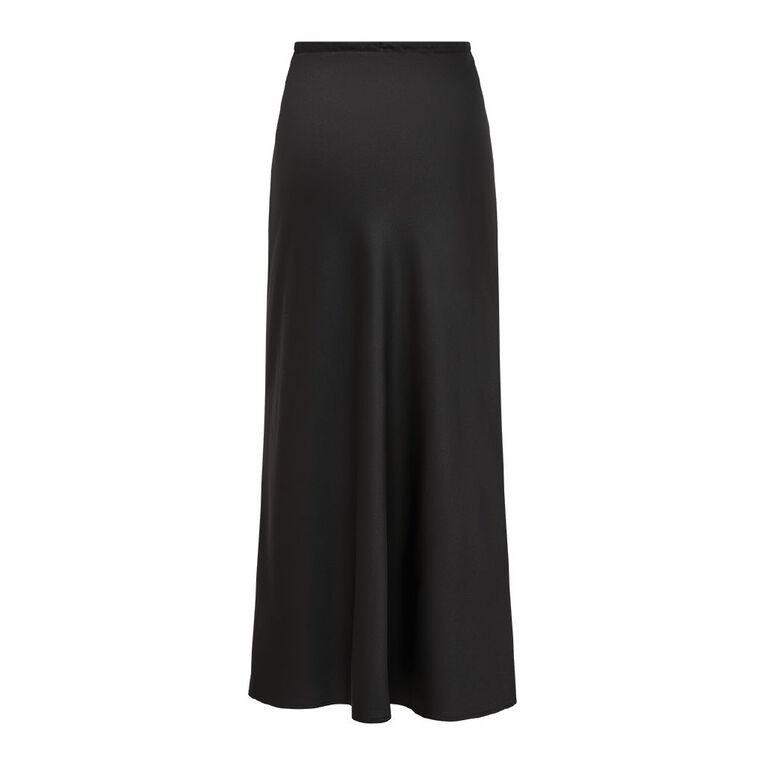 H&H Women's Satin Bias Skirt, Black, hi-res