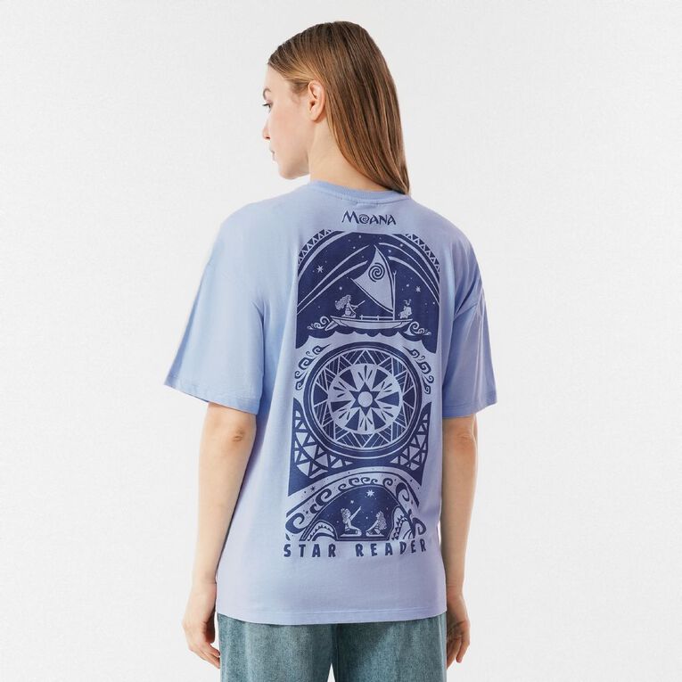 Moana Women's Short Sleeve Moana Gramma Tala Print Tee, Blue Mid, hi-res