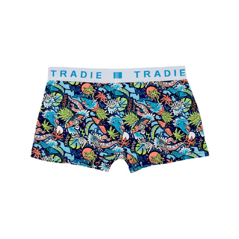 Tradie Men's Fly Front Trunks 3 Pack, Blue/Navy, hi-res