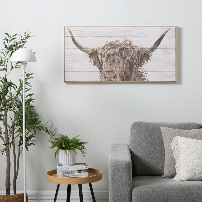 Living & Co Rustic Highland Cow 100cm x 50cm, , hi-res