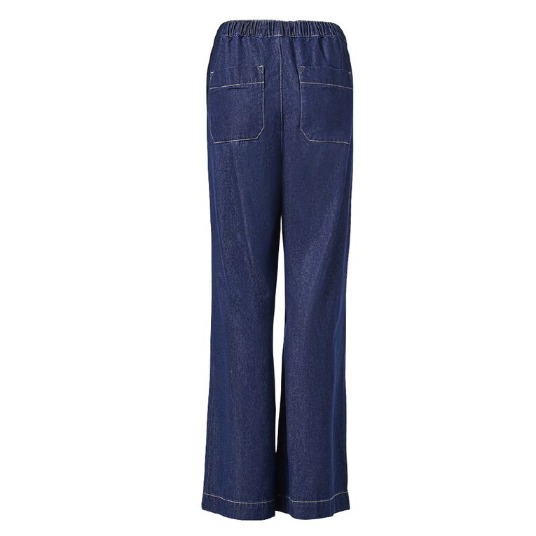 H&H Women's Wide Leg Pull On Jeans, Denim Mid, hi-res