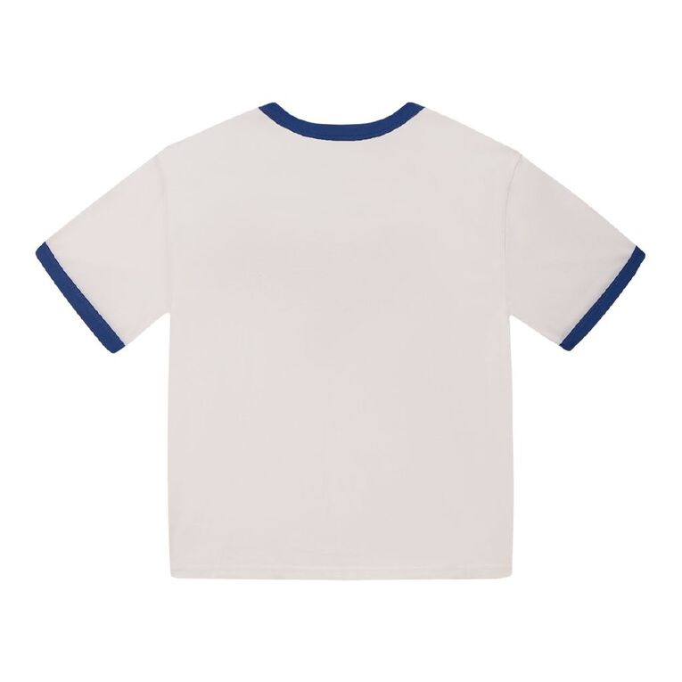 Young Original Short Sleeve Ringer Print Tee, White, hi-res
