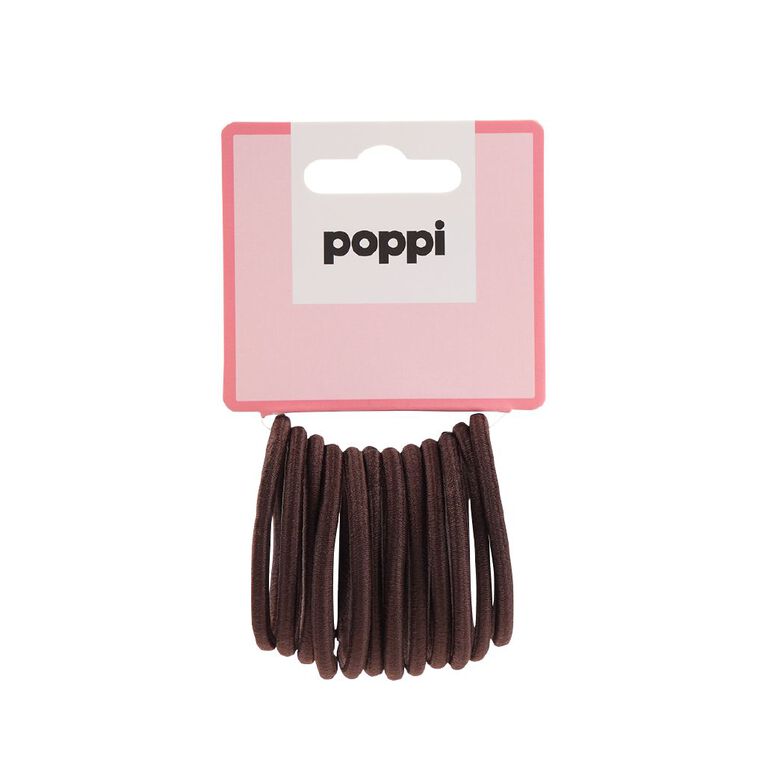 Poppi Thick Elastics Brown Mid 12 Pack, , hi-res