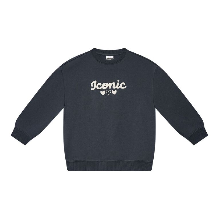 Young Original Printed Crew Sweat, Grey Dark, hi-res