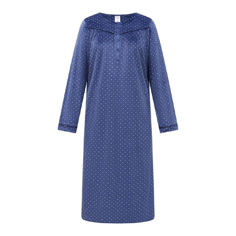 H&H Women's Mink Traditional Nightie, Blue Mid, hi-res