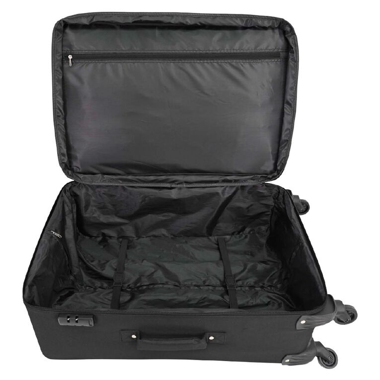 Wander 76cm Soft Checked Suitcase 4 Wheel Black, , hi-res