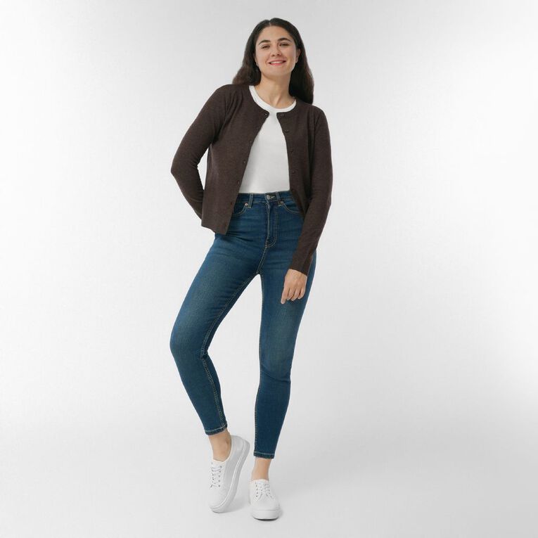 H&H Women's Essential Cardigan, Brown Dark, hi-res