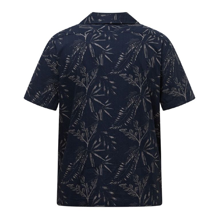 H&H Men's Printed Cotton Shirt, Navy, hi-res
