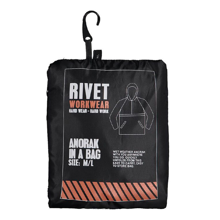 Rivet Anorak in a Bag, Black, hi-res
