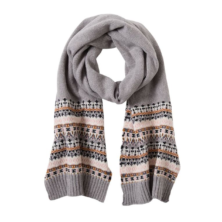 H&H Women's Beanie & Scarf Set, Grey Mid, hi-res