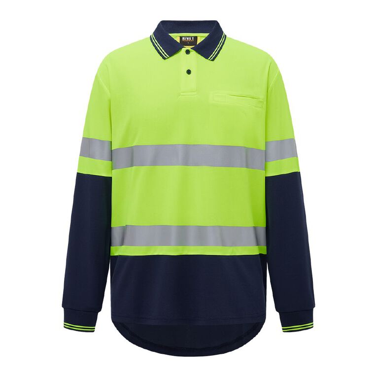 Rivet Men's Long Sleeve Polo, Yellow, hi-res