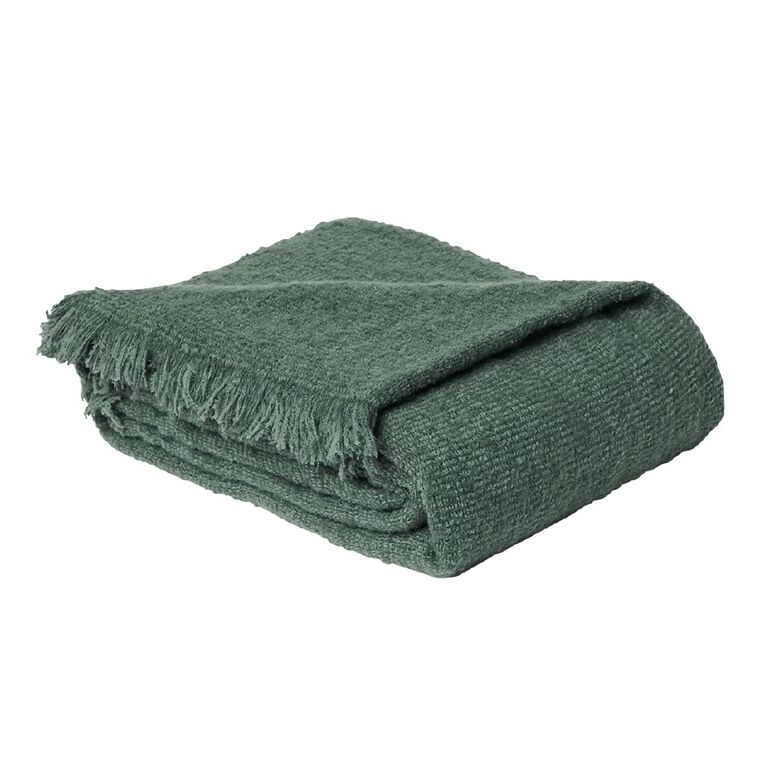 Living & Co Soft Woven Denver Blanket Green Queen, , hi-res