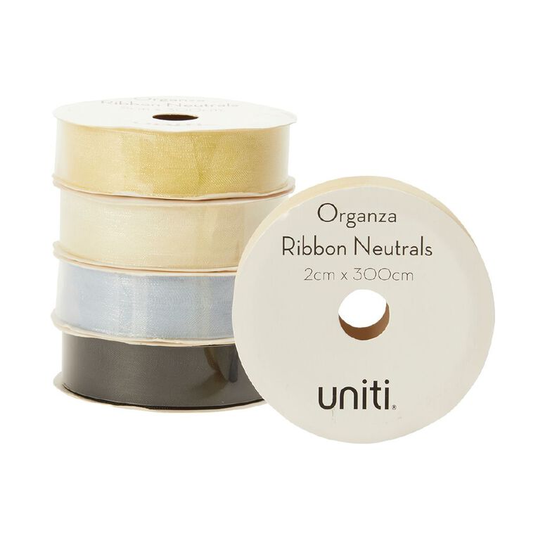 Uniti Organza Ribbon Neutrals 3m Assorted, , hi-res