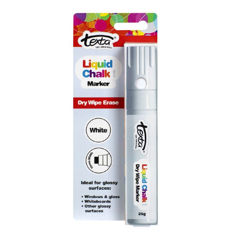 Texta Jumbo Liquid Chalk Drywipe Chisel Tip 15mm White, , hi-res